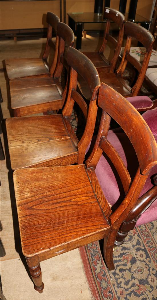 Set of 6 Victorian wood seat dining chairs